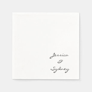 Serviette En Papier Mariage minimaliste noir et blanc