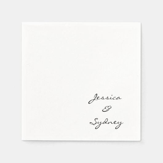 Serviette En Papier Mariage minimaliste noir et blanc (Devant)
