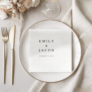 Serviette En Papier Mariage Minimaliste Noir Et Blanc