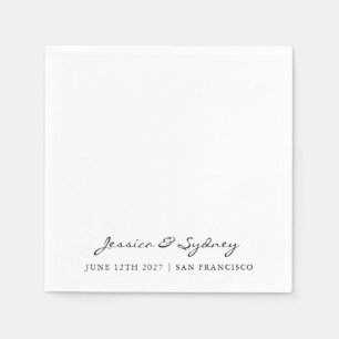 Serviette En Papier Mariage minimaliste noir et blanc