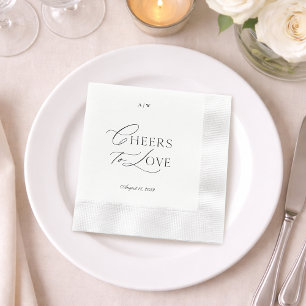 Serviette En Papier Mariage minimaliste noir et blanc « À la santé de