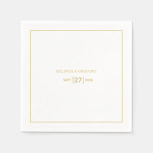 Serviette En Papier Mariage minimaliste noir et blanc en or simple
