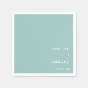 Serviette En Papier Mariage minimaliste rétro machine à écrire Aqua pe