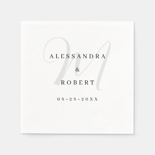 Serviette En Papier Mariage minimaliste simple (Devant)