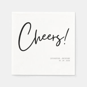 Serviette En Papier Mariage minimaliste simple noir blanc