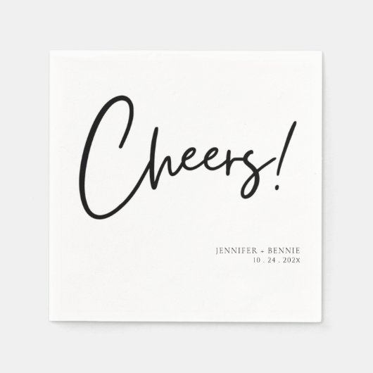 Serviette En Papier Mariage minimaliste simple noir blanc (Devant)
