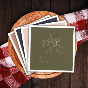 Serviette En Papier Mariage minimaliste vert mignon