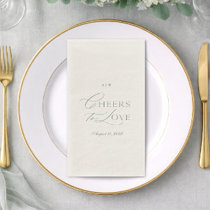 Serviette En Papier Mariage Minimaliste Vert Sauge À la Santé de l'Amo