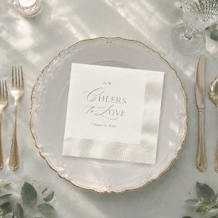 Serviette En Papier Mariage Minimaliste Vert Sauge À La Vie À L'amour