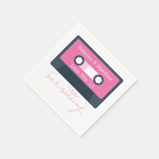 Serviette En Papier Mariage Mixbande bleu rétro (Coin)
