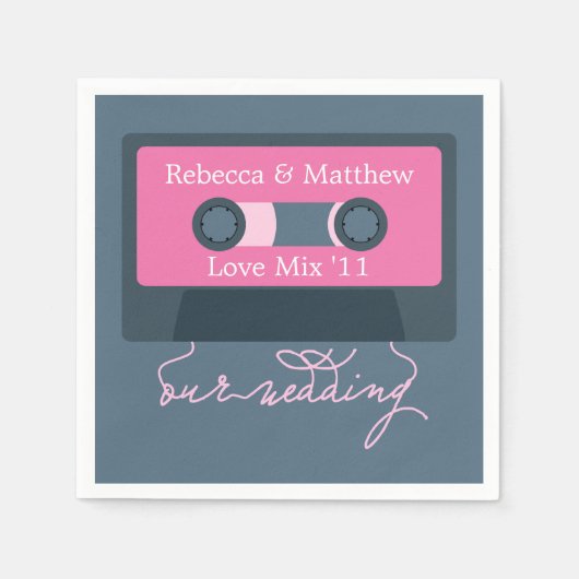 Serviette En Papier Mariage Mixtape rétro (Devant)