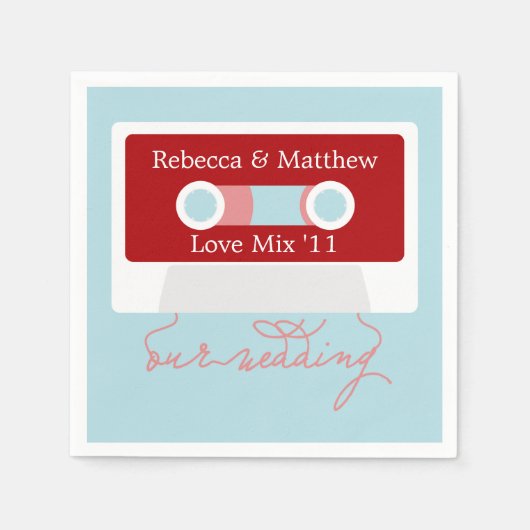 Serviette En Papier Mariage Mixtape rétro (Devant)