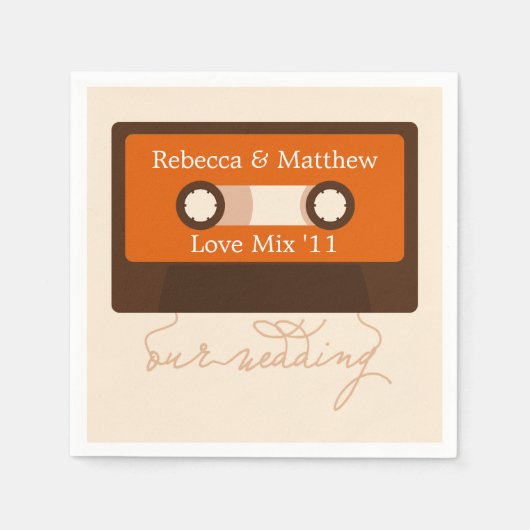 Serviette En Papier Mariage Mixtape rétro (Devant)