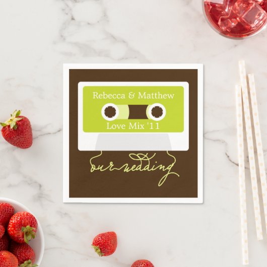 Serviette En Papier Mariage Mixtape rétro (En situation)