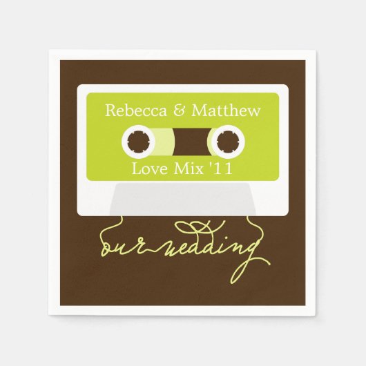 Serviette En Papier Mariage Mixtape rétro (Devant)