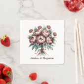 Serviette En Papier Mariage Mocha Brown Blooms (En situation)