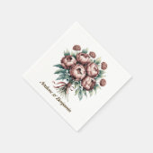 Serviette En Papier Mariage Mocha Brown Blooms (Coin)