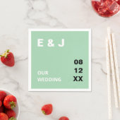 Serviette En Papier Mariage moderne à la menthe verte (En situation)