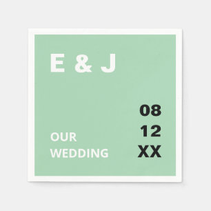 Serviette En Papier Mariage moderne à la menthe verte