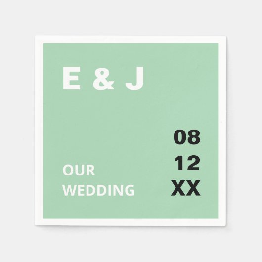 Serviette En Papier Mariage moderne à la menthe verte (Devant)