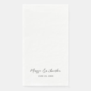Serviette En Papier Mariage moderne à main noire blanche