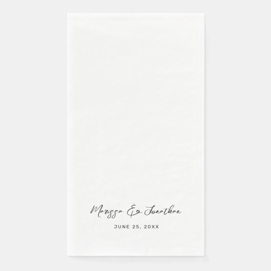 Serviette En Papier Mariage moderne à main noire blanche (Devant)
