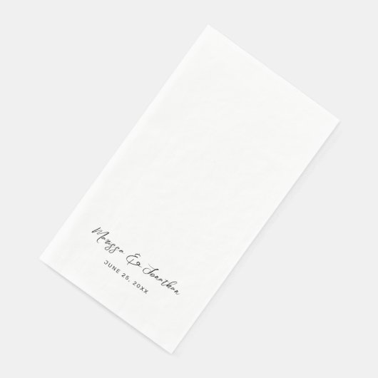 Serviette En Papier Mariage moderne à main noire blanche (Coin)