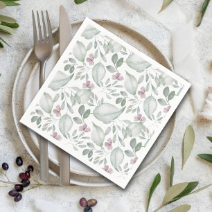 Serviette En Papier Mariage Moderne à Motif Aquarelle de Verdure