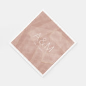 Serviette En Papier mariage moderne abstrait blush monogramme or (Coin)