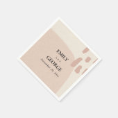 SERVIETTE EN PAPIER MARIAGE MODERNE ABSTRAIT DOUX KRAFT BLUSH ROSE (Coin)