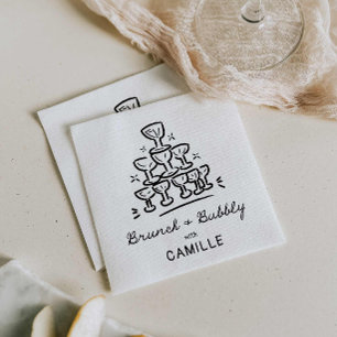 Serviette En Papier Mariage moderne avec brunch et bulles