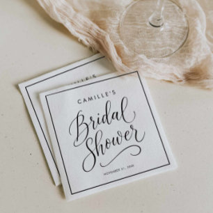 Serviette En Papier Mariage Moderne avec Écriture Script