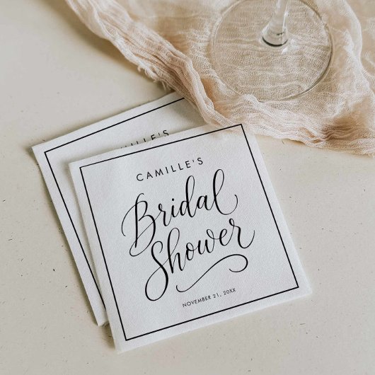 Serviette En Papier Mariage Moderne avec Écriture Script