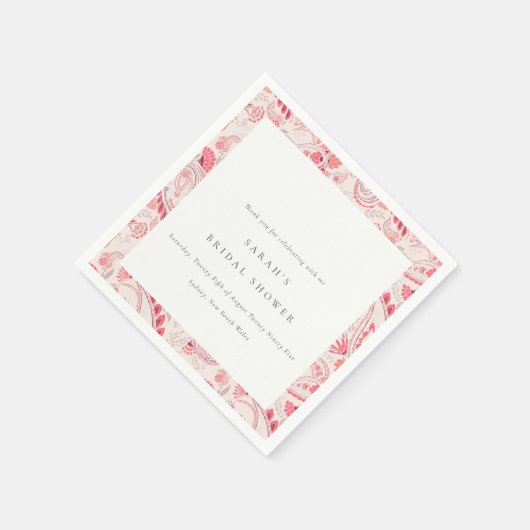 Serviette En Papier Mariage moderne avec typographie et motif cachemir (Coin)