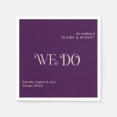 Serviette En Papier Mariage Moderne Blaire Violet (Devant)