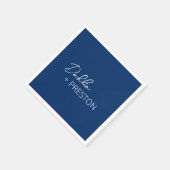 Serviette En Papier Mariage moderne bleu marine minimal (Coin)