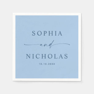 Serviette En Papier Mariage Moderne Bleu Pastel Ciel Bord de Mer Côt