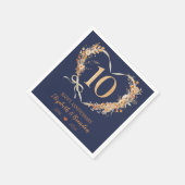 Serviette En Papier Mariage moderne Blue Happy 10e Anniversaire servie (Coin)