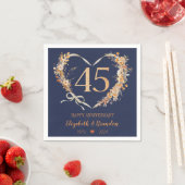 Serviette En Papier Mariage moderne Blue Happy 45e Anniversaire servie (En situation)