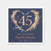 Serviette En Papier Mariage moderne Blue Happy 45e Anniversaire servie (Devant)