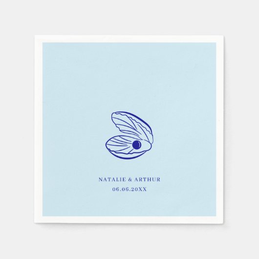 Serviette En Papier Mariage moderne Blue Mediterranean Shell (Devant)