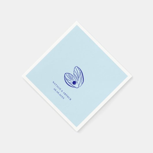 Serviette En Papier Mariage moderne Blue Mediterranean Shell (Coin)