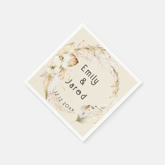 Serviette En Papier Mariage moderne Boho Palm Orchidées (Coin)
