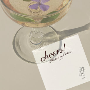 Serviette En Papier Mariage Moderne Brun Croquis Personnalisé Art