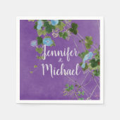 Serviette En Papier Mariage Moderne Calligraphie Plaque Nom Floral (Devant)