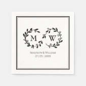 Serviette En Papier Mariage moderne classique noir et blanc (Devant)