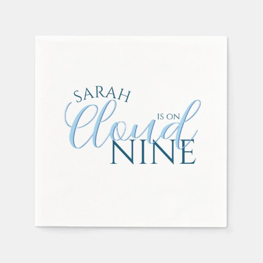 Serviette En Papier Mariage moderne Cloud nine simple script Shower (Devant)