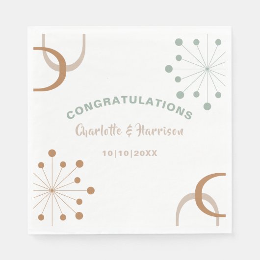 Serviette En Papier Mariage moderne du milieu du siècle en forme d'écl (Devant)