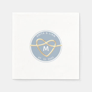 Serviette En Papier Mariage moderne Dusty Blue Monogram Napkins