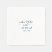 Serviette En Papier Mariage moderne Dusty Blue Script (Devant)